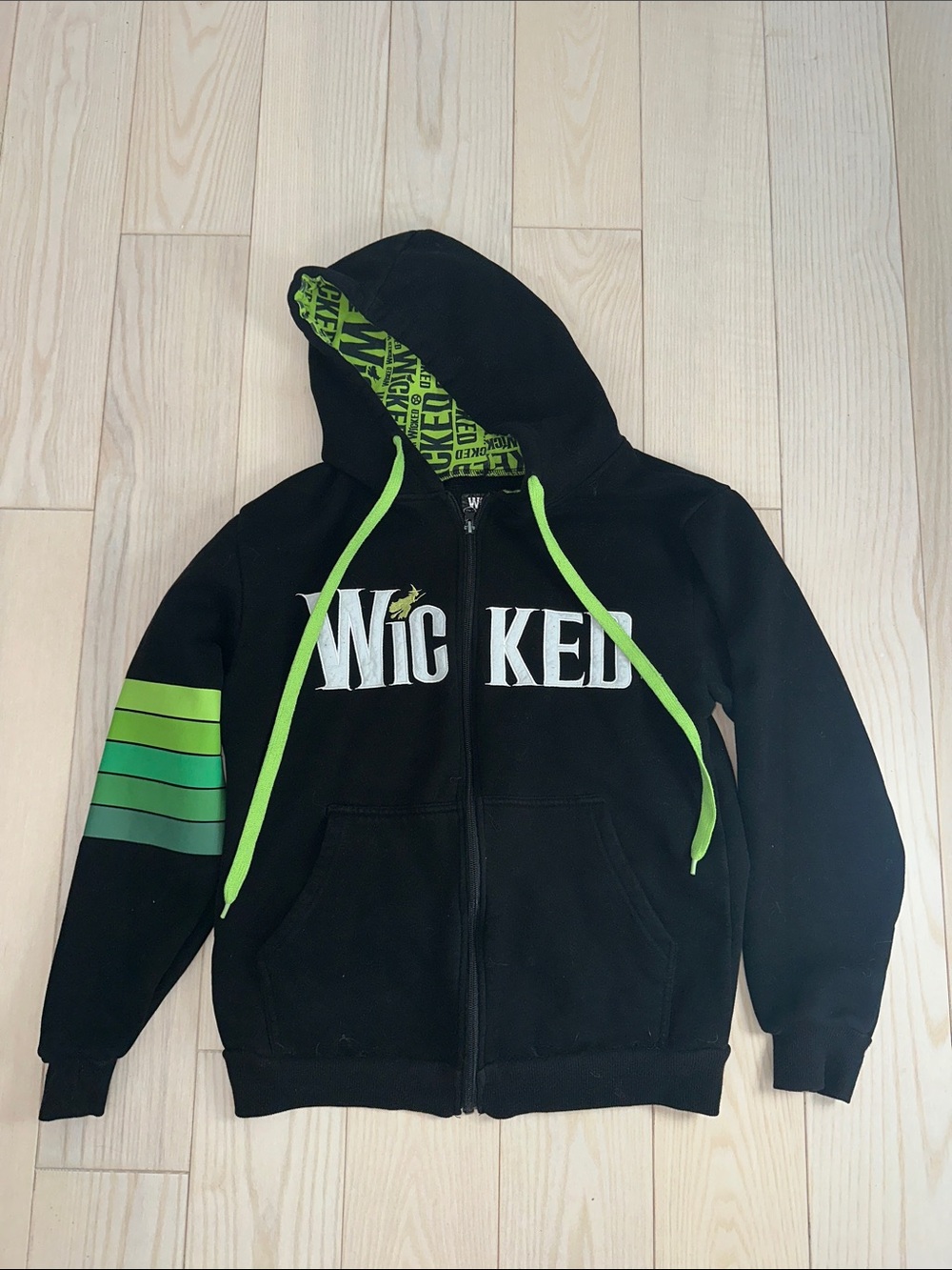 S Black & Neon Green 'Wicked' Zip Hoodie